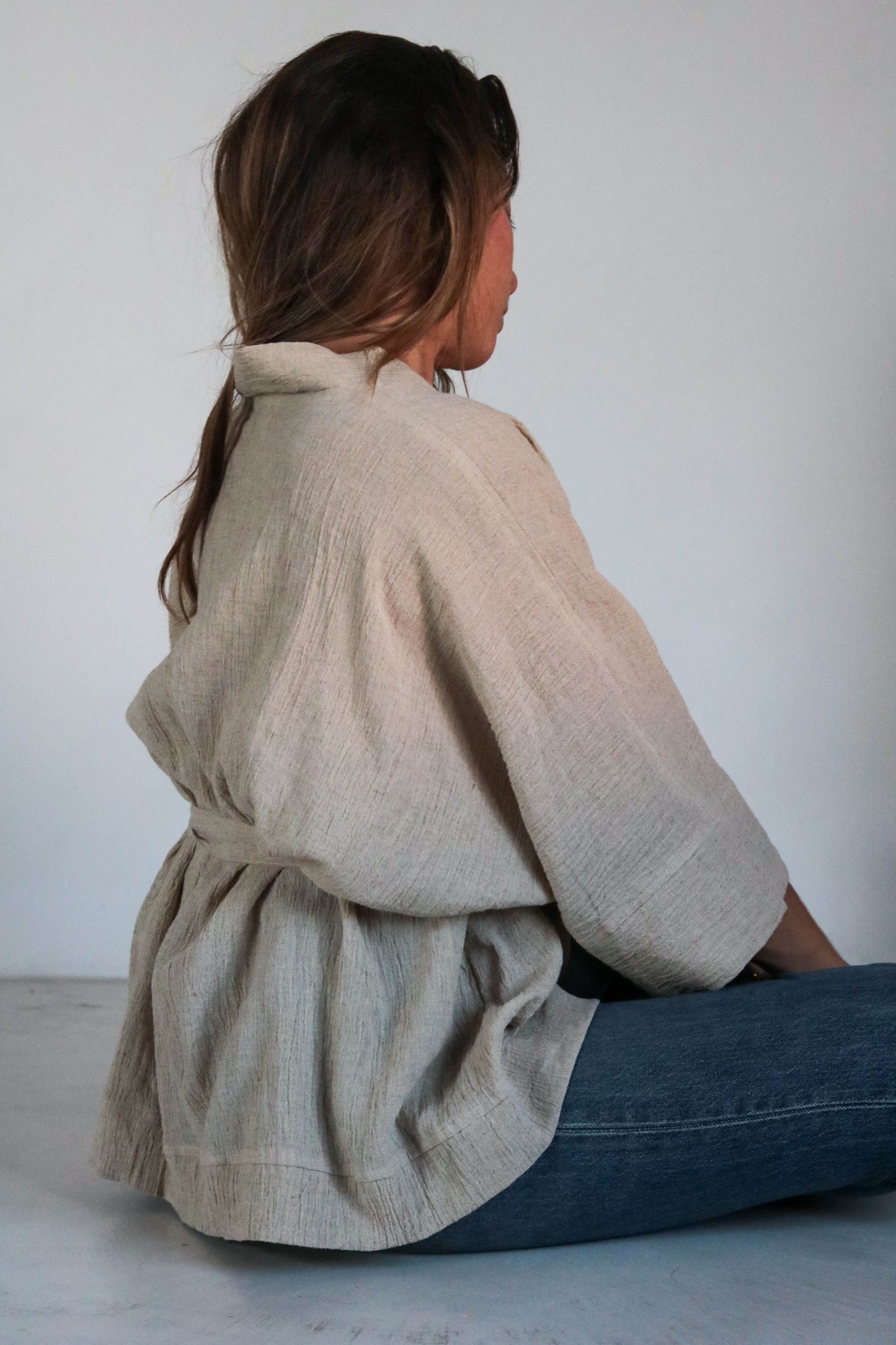 Kimono femme lin beige