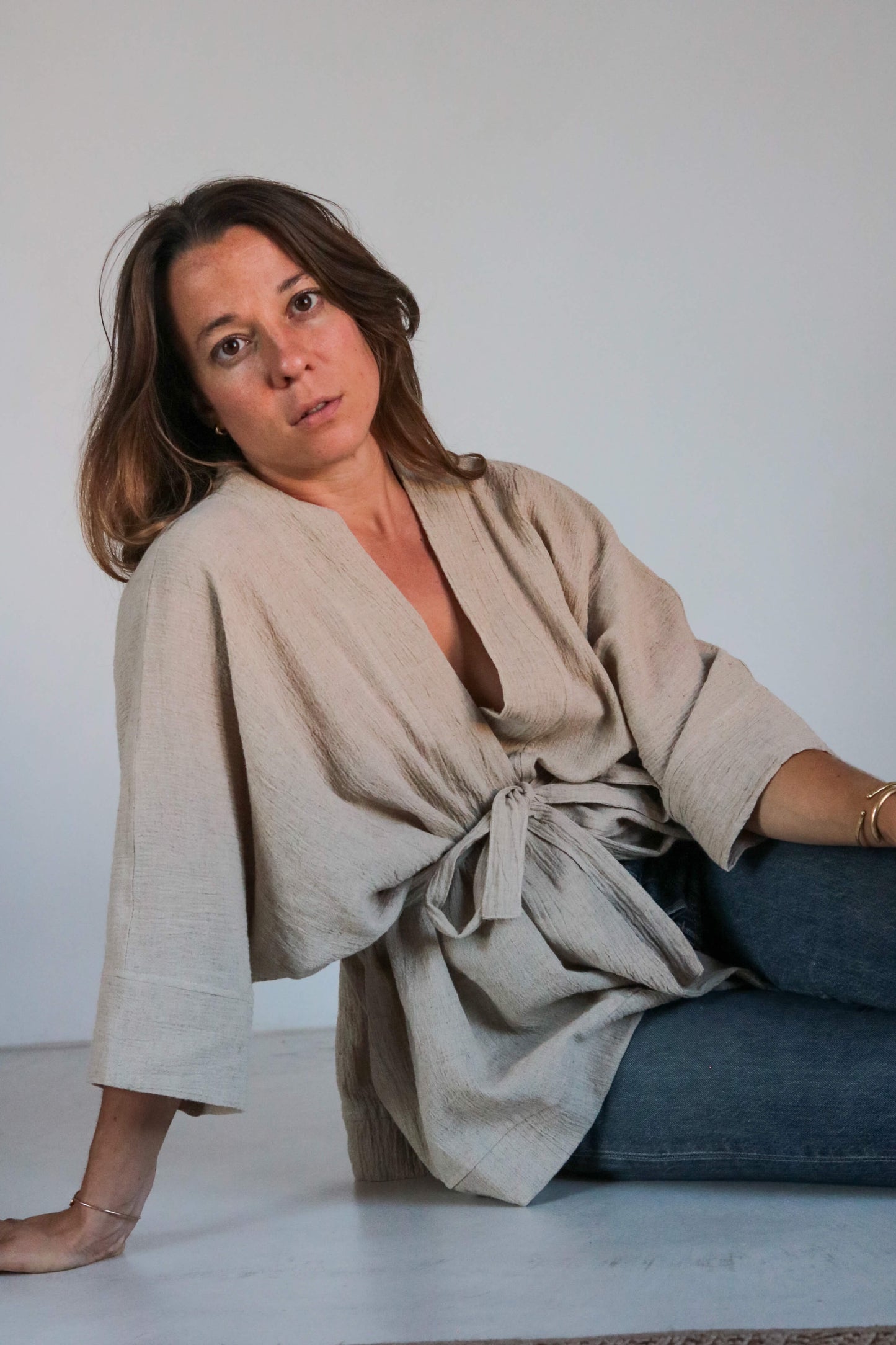 Kimono femme lin et coton naturel