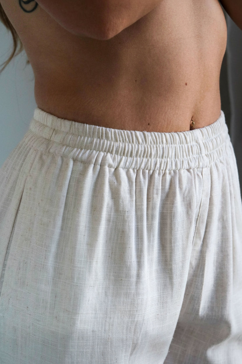 Pantalon femme lin blanc confortable