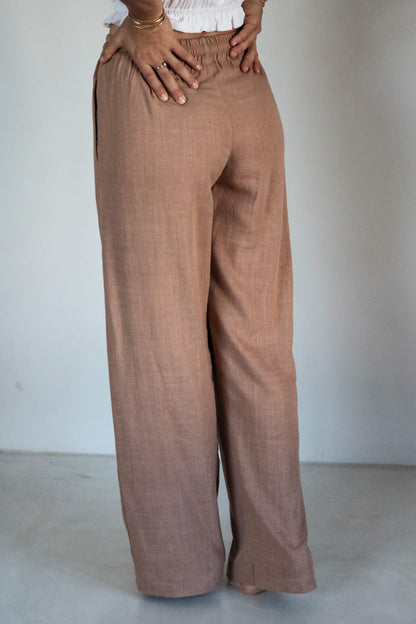 Pantalon droit femme en lin fluide